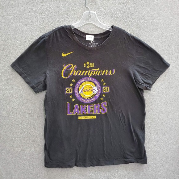 Los Angeles Lakers Men T-Shirt Large Black Nike Logo Graphic 2020 Champions Tee - Picture 1 of 8